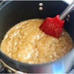 Butter and sugar starting to form caramel.