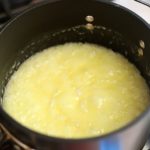 Butter and sugar cooking in pan
