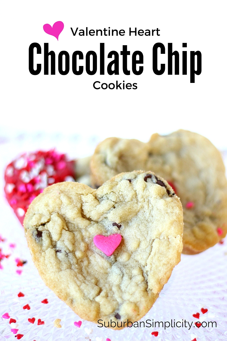 Valentine Heart Chocolate Chip Cookies - the perfect homemade gift for your sweetheart. Soft, chewy and delicious! A cookie recipe worth pinning!