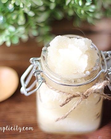 Lavender Vanilla Sugar Scrub in a small jar