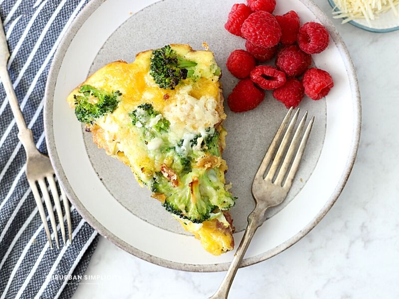slice of ham and cheese frittata