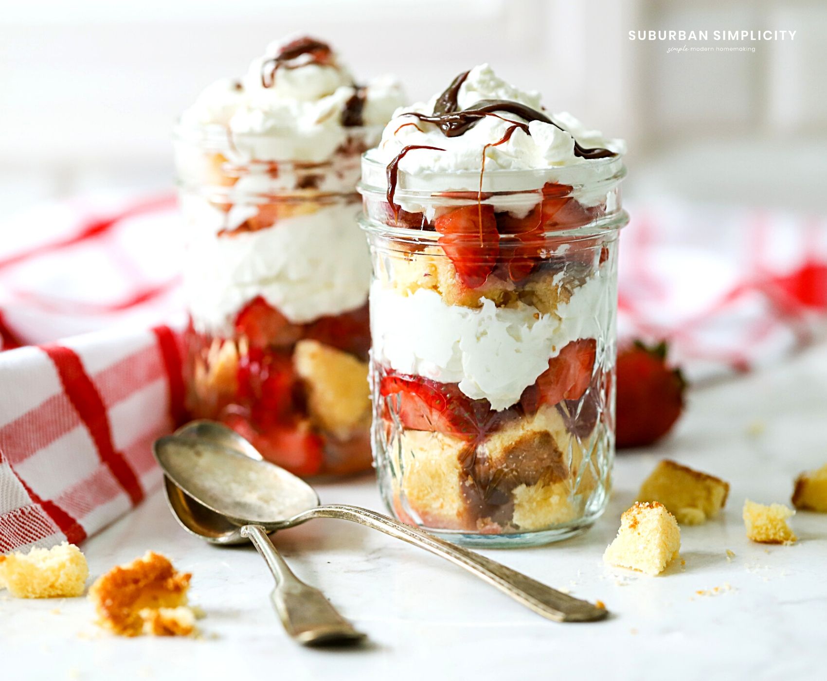 This Strawberry Shortcake in a Jar is a quick treat you can whip up in 10 minutes. It’s a perfect way to serve a delicious shortcake recipe at summer BBQs, cookouts,  or get-togethers.