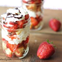 Strawberry Shortcake in a Jar with pound cake