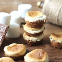 Yummy S'mores Bites stacked together ready to eat.