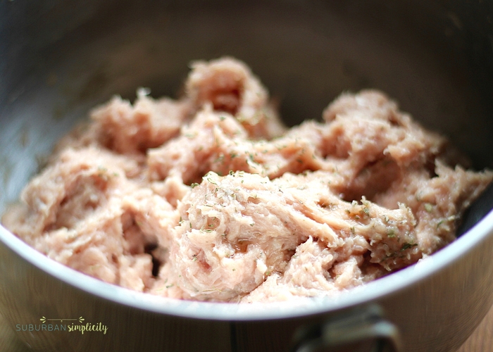 Raw pork and turkey to make maple sausage.