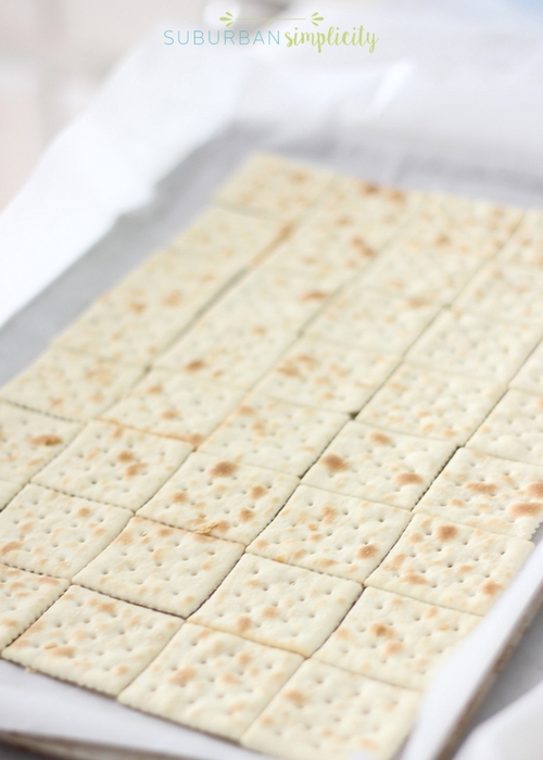 Saltine crackers in a pan for toffee