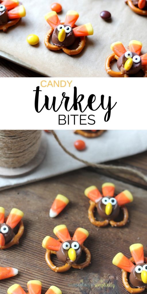These Candy Pretzel Turkey Bites are tasty and adorable. The perfect snack idea for your Thanksgiving party or celebration!