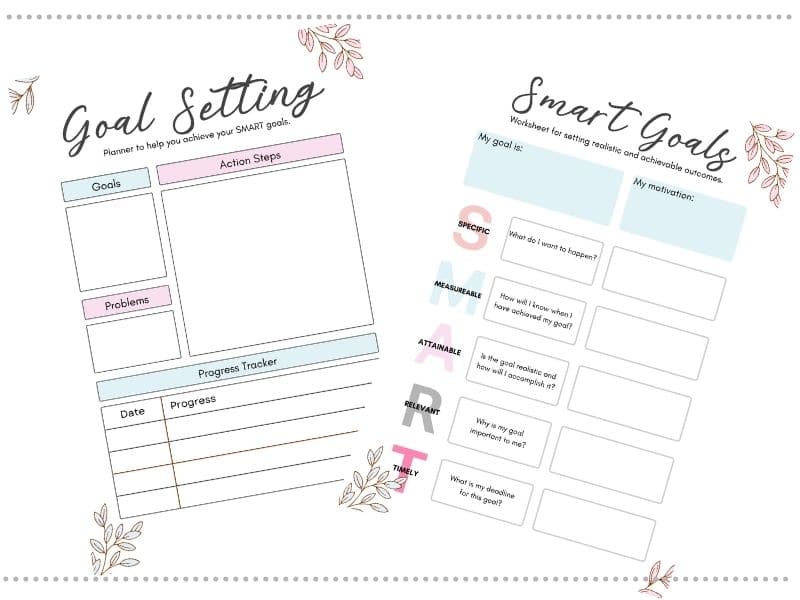Goal setting worksheets