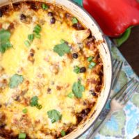 Serve up this flavorful one-pot Mexican Chicken, Rice and Veggie Casserole for dinner tonight! It's healthy recipe ideas that's delicious and clean-up is a breeze.