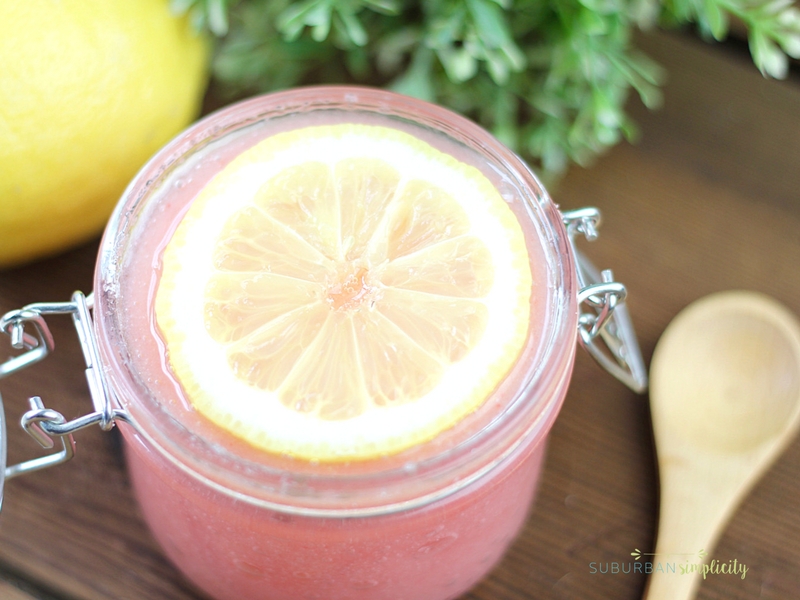 Homemade Pink Lemonade Sugar Scrub is an easy DIY to pamper yourself or give as a lovely gift. It’s all natural and smells wonderful!