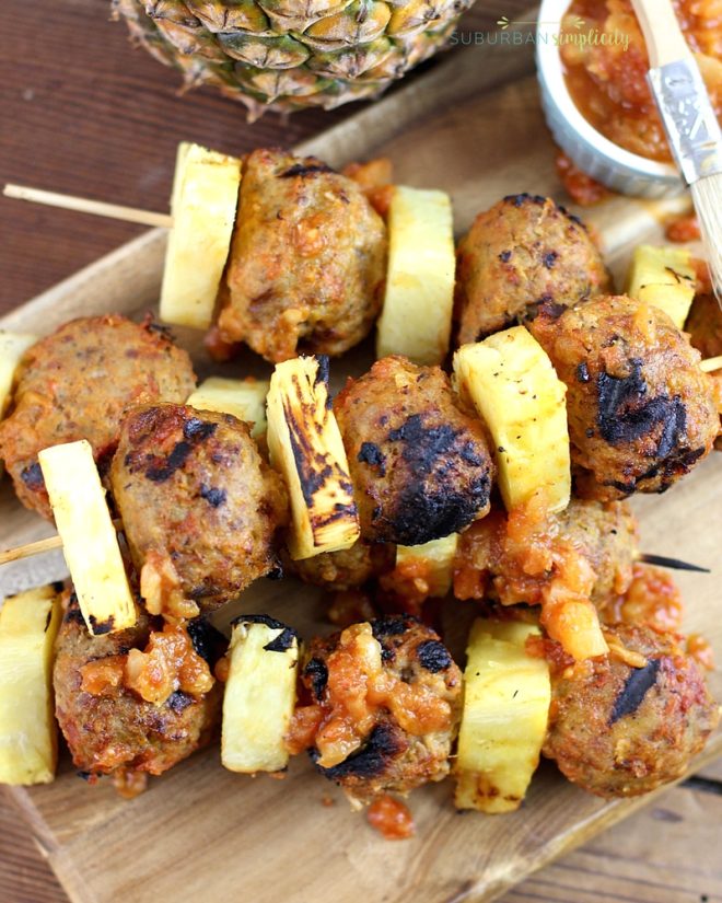 Easy Grilled Pineapple Meatball Skewers Suburban Simplicity