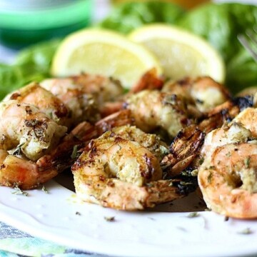 shrimp skewers on a plate