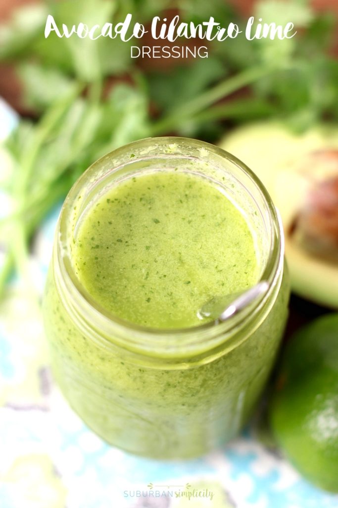 Healthy Avocado Cilantro Lime Dressing is a flavorful way to dress your salad or rice bowl. It's gluten free, paleo friendly and heart healthy!