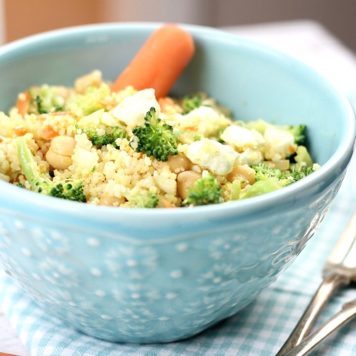 Curried Couscous with Broccoli and Feta | Easy Couscous Recipe