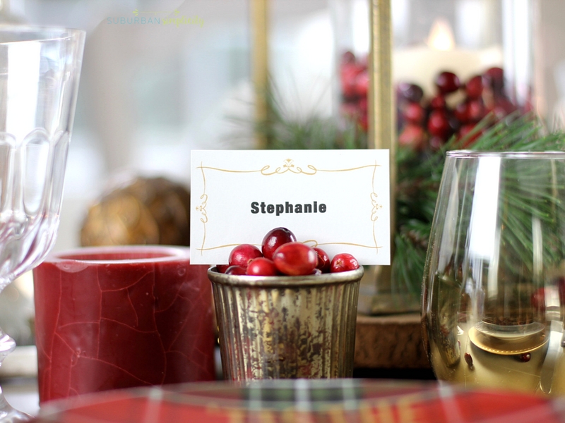 place card holder made with cranberries