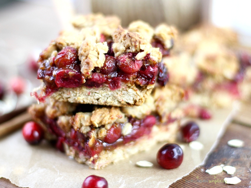 A close up of cranberry Oat bars