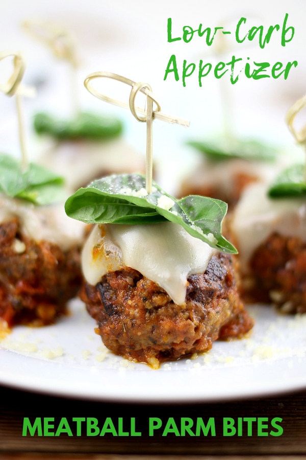 Meatball Parmesan Bites are the perfect appetizer for any occasion. Tender meatballs, infused with garlic, breadcrumbs, and parmesan, smothered in Italian red sauce and topped with melted mozzarella and fresh basil.