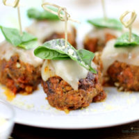 Meatball Parmesan Bites on a plate ready to serve.