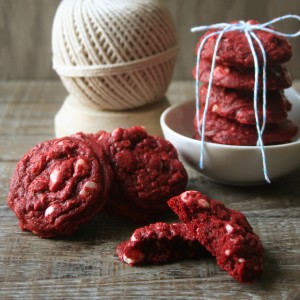 White Chocolate Red Velvet Cookies