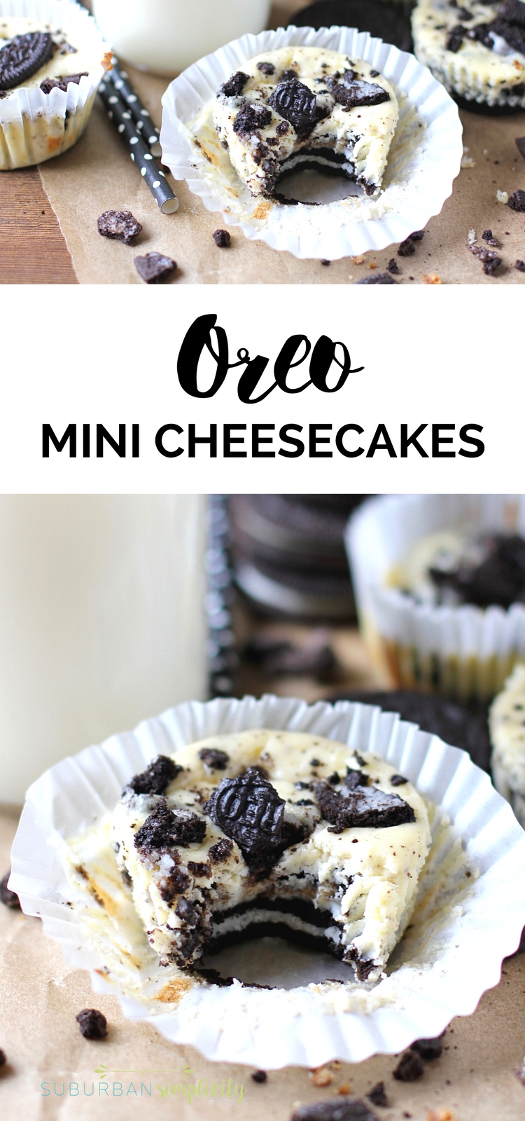 Oreo Mini Cheesecakes are a delicious bite-sized dessert with creamy cheesecake and an amazing Oreo cookie crust. This 5-ingredient Oreo treat idea is easy and perfect for just about any occasion!