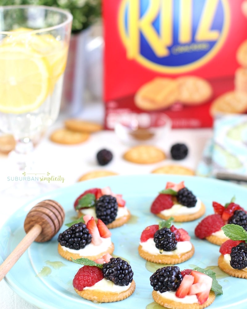 Berries and Cream Ritz Cracker Topper on a plate.