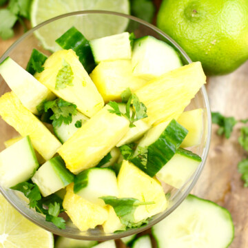 Fresh pineapple salad in a bowl ready to be served.