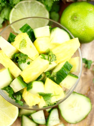 Fresh pineapple salad in a bowl ready to be served.