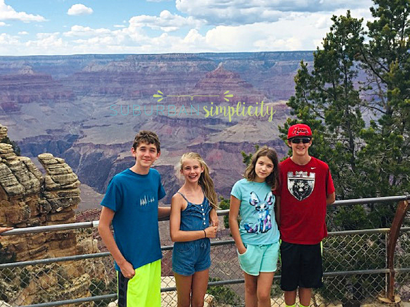 Kids stranding on the edge of the grand canyon
