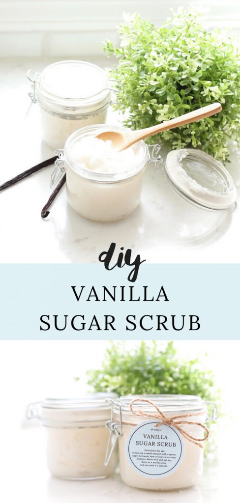 This yummy Vanilla Sugar Scrub is an easy, exfoliating DIY that you can make at home for pennies.  A simple and all-natural beauty product that smells delicious!