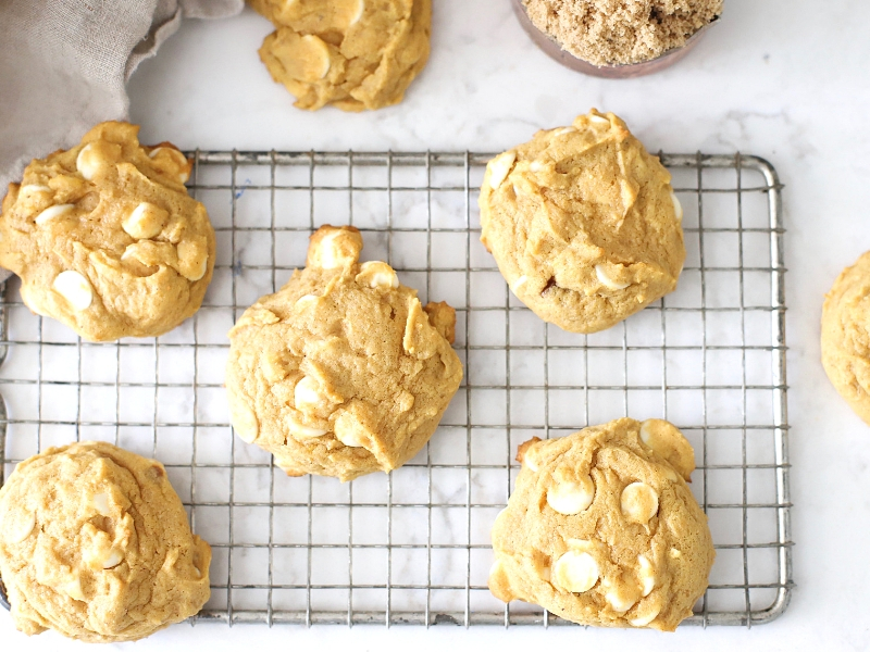 Pumpkin Spice Cookies on a cooling rack.