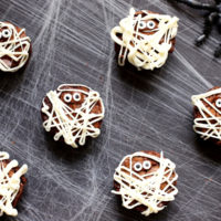 Mummy Brownies on a spider web.