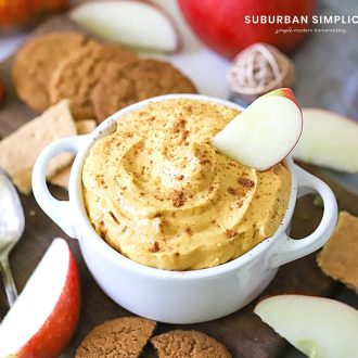 Healthy Pumpkin Dip in a bowl with apples