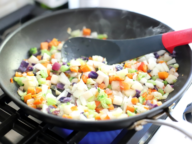 Ingredients being cooked for crock pot taco soup.