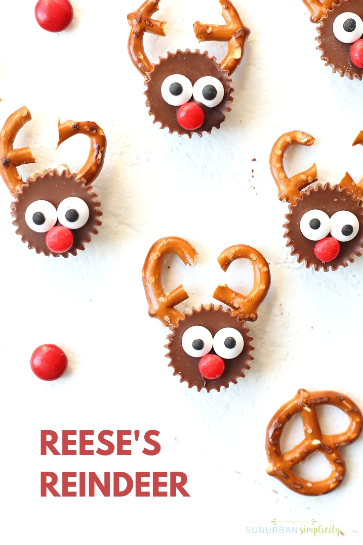 Here\'s one of the cutest holiday treats! Reese\'s Reindeer are so easy to make and have that salty sweet combo everyone loves!