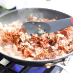Ground turkey being cooked for Crockpot Taco Soup