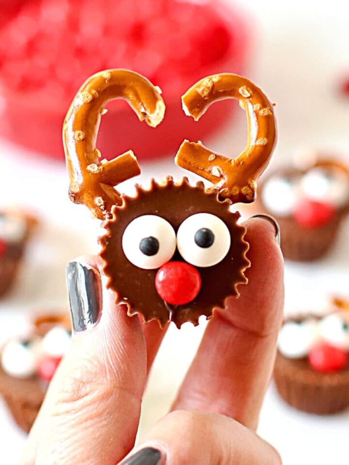 A cute Christmas treat made with Reese's Peanut Butter Cups.
