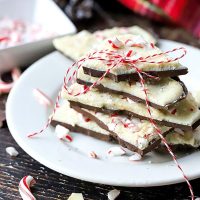 Dark Chocolate Peppermint Bark on a plate