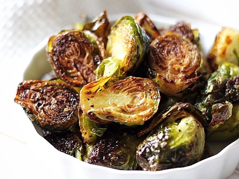 Bowl of roasted brussels sprouts