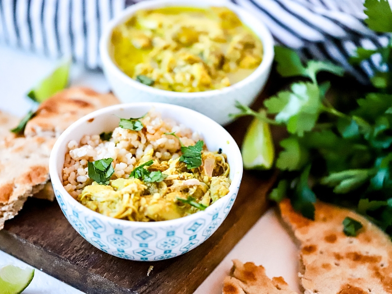 Slow Cooker Curry Chicken ready to eat.