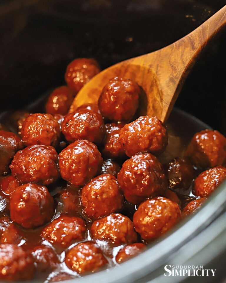 Crockpot Grape Jelly & Chili Sauce Meatballs Suburban Simplicity