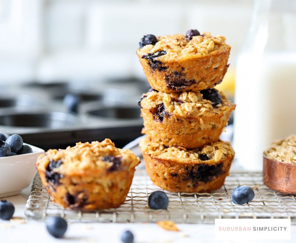 3 baked oatmeal cups stacked