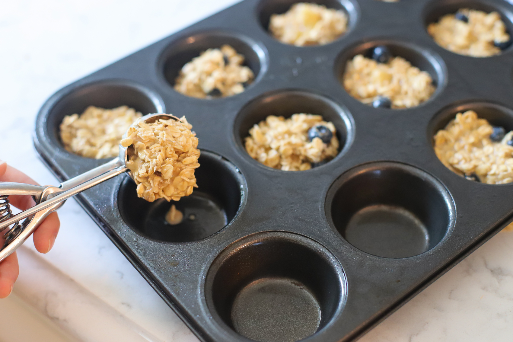 Oatmeal batter in muffin pan