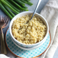 Cooked quinoa in a bowl