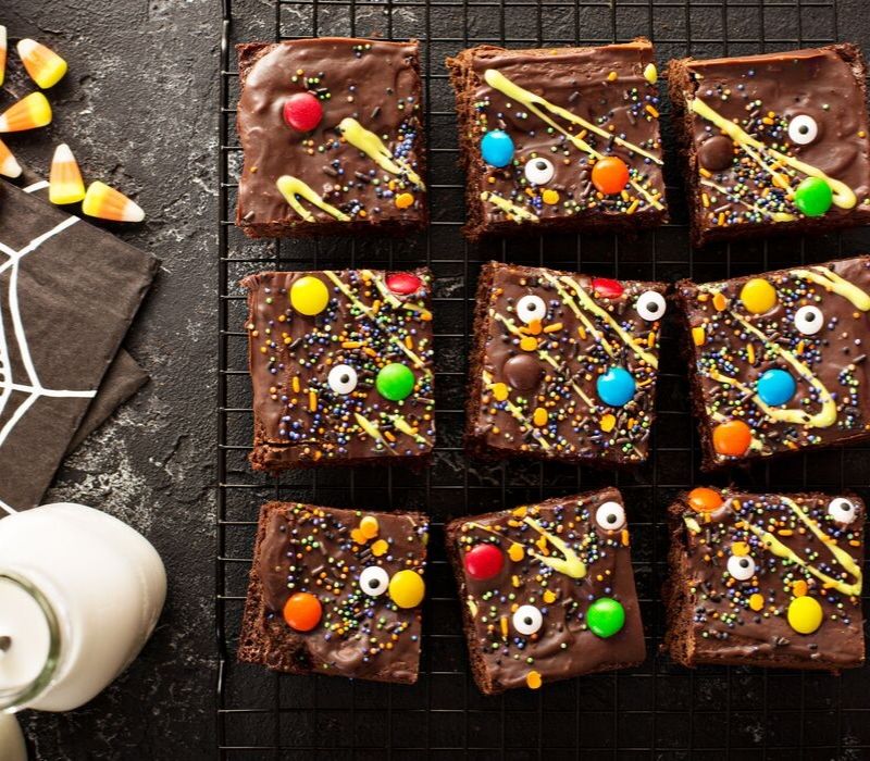 Brownies with leftover Halloween Candy