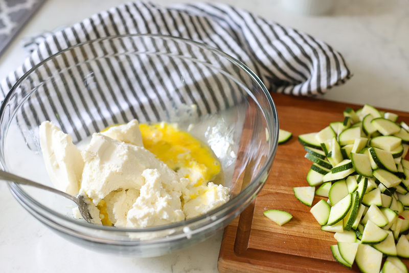 Ricotta cheese and egg mixed together for lasagna filling.