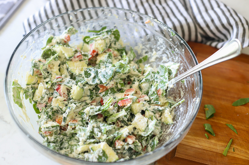 veggie, cheese and herb mixture