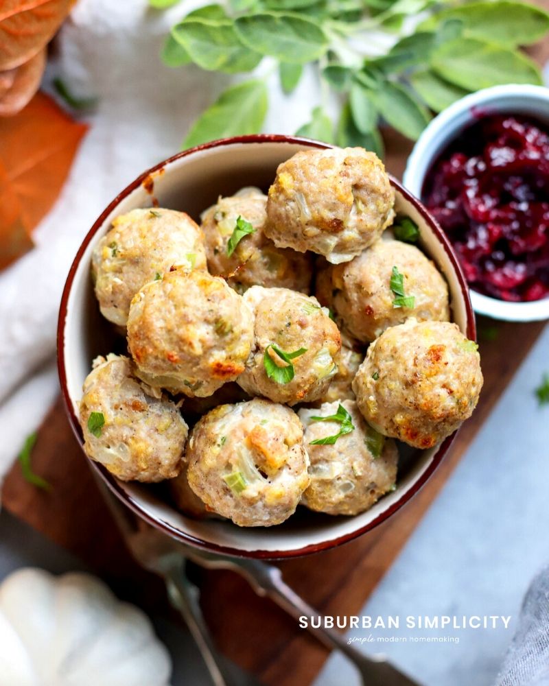 Cooked Turkey meatballs in a bowl
