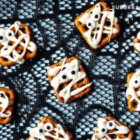 Mummy pretzel on a spider web