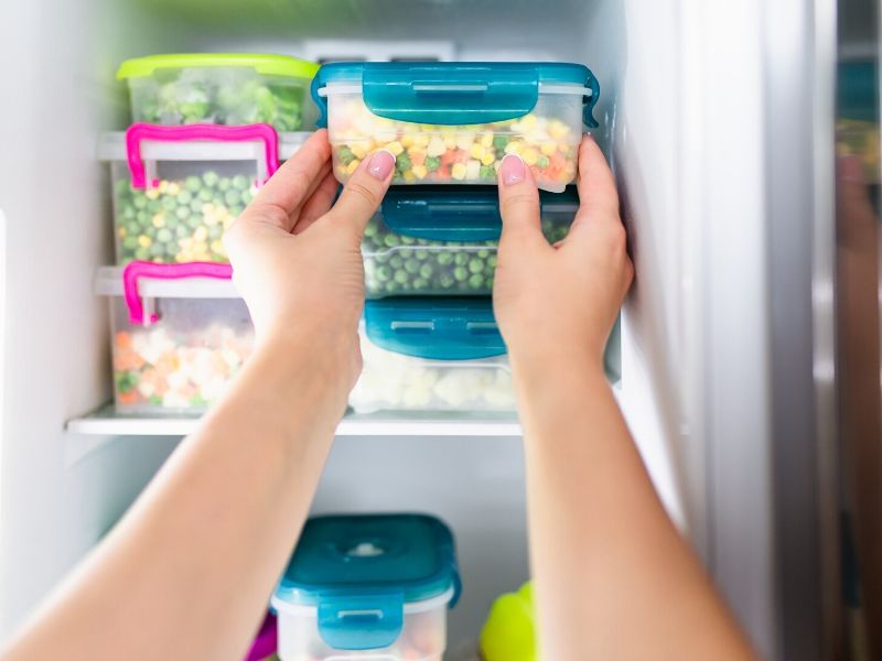 food in a freezer