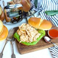 CrockPot Buffalo Chicken is a delicious combination of your favorite hot sauce, a creamy base, and chicken that is ideal for sandwiches, wraps, and top salad greens. This healthier version gives you a great flavor without the guilt of a high-fat meal.